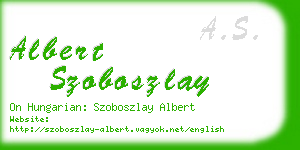 albert szoboszlay business card